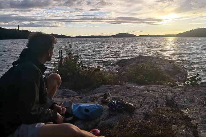 Stockholm Evening Kayak with BBQ - Small Group - The BBQ stop: sausages grilling, coffee/tea, and a proper break